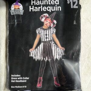Spooktacular Transformation: Haunted Harlequin Child Costume,‎ Medium 8-10
